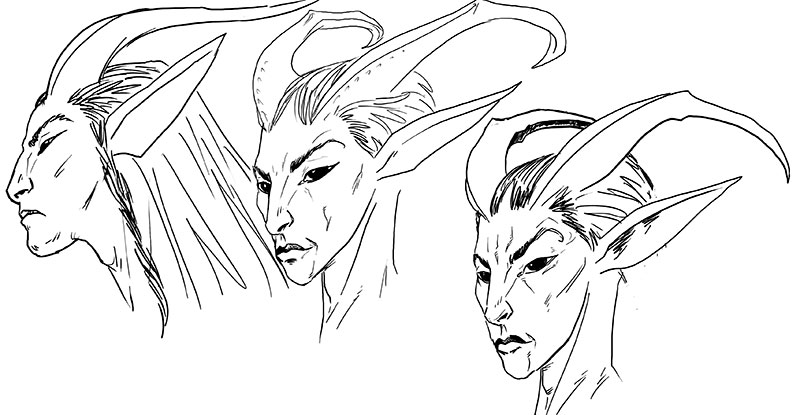 Huntmaster Head Sketches